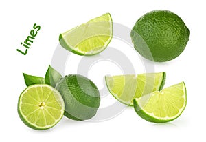 Limes isolated on white background