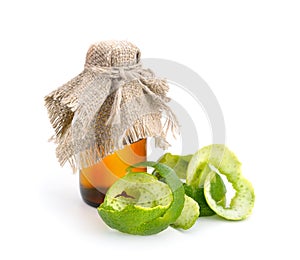 Limes peel with essential oil.