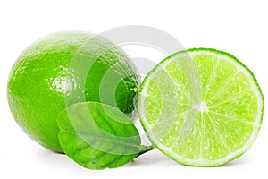 Limes sliced isolated on white background