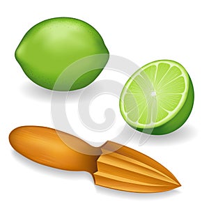 Limes and Wood Citrus Reamer