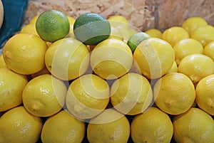 Limes and Yellow lemons background and pattern