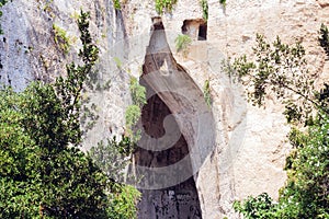 Limestone Cave Ear of Dionysius Orecchio di Dionisio with unusual acoustics - Syracuse, Sicily, Italy photo