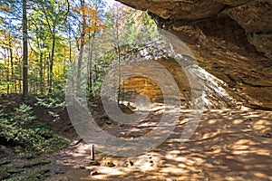 Limestone Cave in the Fall Forest