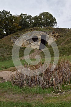 Limestone  cave in Sint-Pietersberg with pond