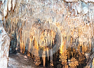 Limestone cave stalagmites and stalactites