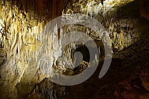 Limestone Cavern lake of stalactites at Aranui