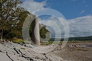 Limestone chimney. Jenny Brown`s Point, Silverdale, Lancashire