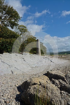 Limestone chimney. Jenny Brown`s Point, Silverdale, Lancashire