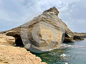 Limestone cliffs at Capo Pertusatu close to Bonifacio. Corsica, France.