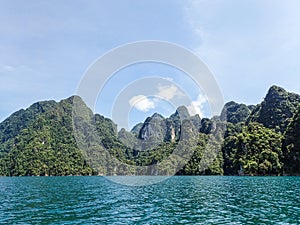 Limestone cliffs at Khao Sok lake