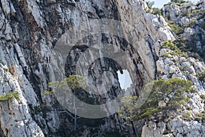 Limestone cliffs near Cassis, boat excursion to Calanques national park in Provence, France