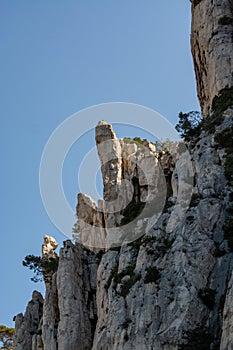 Limestone cliffs near Cassis, boat excursion to Calanques national park in Provence, France