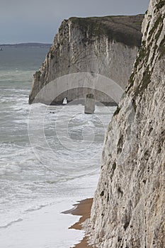 Limestone cliffs near Durdle Door, Dorset, England, United Kingdom