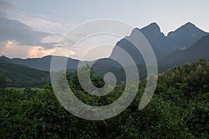 Limestone Formation Landscape in Nong Khiaw, Laos