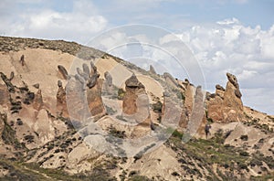 Limestone formations in Cappadocia, Turkey