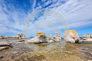 Limestone formations in Gotland, Sweden photo