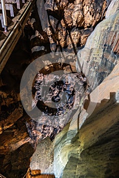 Limestone formations inside cave