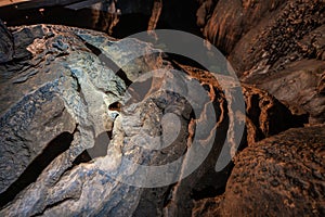 Limestone formations inside cave