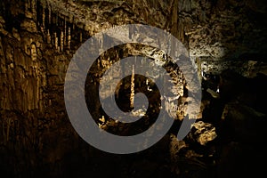 Limestone formations inside Macocha caves