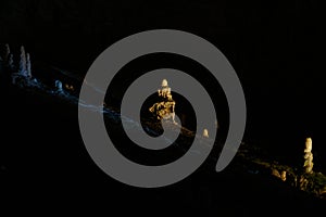 Limestone formations inside Macocha caves