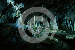 Limestone formations inside Macocha caves