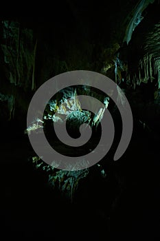 Limestone formations inside Macocha caves
