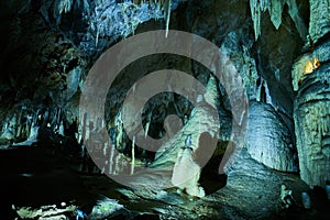 Limestone formations inside Macocha caves