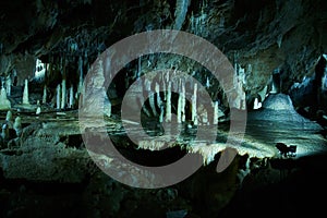 Limestone formations inside Macocha caves