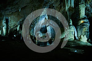 Limestone formations inside Macocha caves