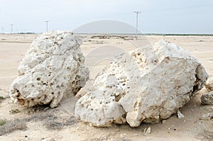 Limestone hillocks at Purple Island at Al Khor in Qatar