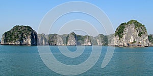 Limestone islands in HaLong Bay sea