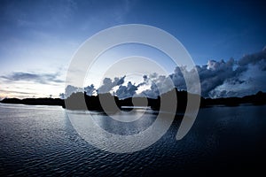 Limestone Islands in Palau`s Lagoon at Sunrise