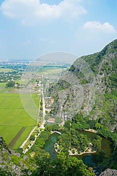 Limestone Landscape with Rice Paddies and view onto Villages