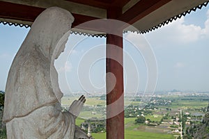 Limestone Landscape with Rice Paddies and view, Villages, Vietnam