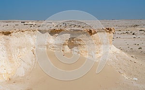 Limestone mountain formation in Zekreet desert, Qatar. Qatar landscape