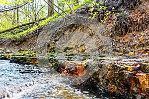 Limestone outcrops on a creek in a ravine