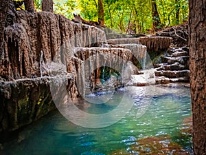 Limestone pond, natural pool in sri lankan jungle