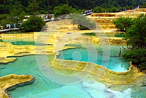 Limestone pools in Huanglong photo