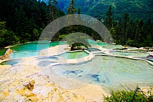 Limestone pools in Huanglong,World Natural Heritage