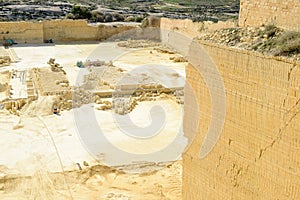 Limestone quarry industry at Gozo island