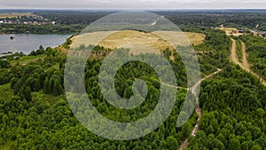 Limestone quarry with a pond in the Leningrad region