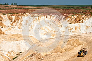 Limestone quarry with truck