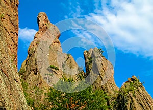 Limestone red rock formation in Belogradchik, Bulgaria