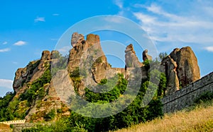 Limestone red rock formation in Belogradchik, Bulgaria