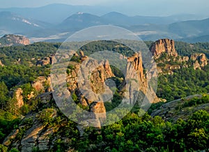 Limestone red rock formation in Belogradchik, Bulgaria