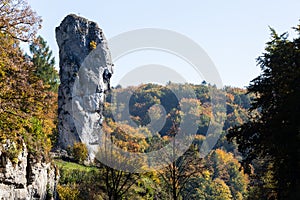 Limestone rock Bludgeon of Hercules in Pieskowa Skala, Poland