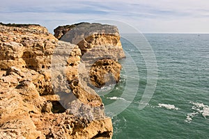 Limestone rock cliffs in the Atlantic Ocean