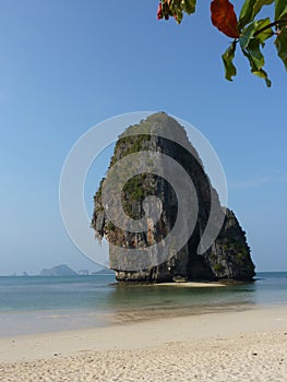 Limestone rock and exotic beach