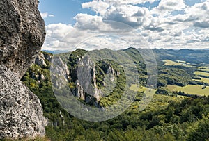 Limestone rock formation at Sulov Rocks Sulovske skaly in Slovakia