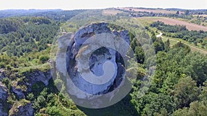 Limestone rock in Jura Krakowsko-Czestochowska. Poland. View from above.